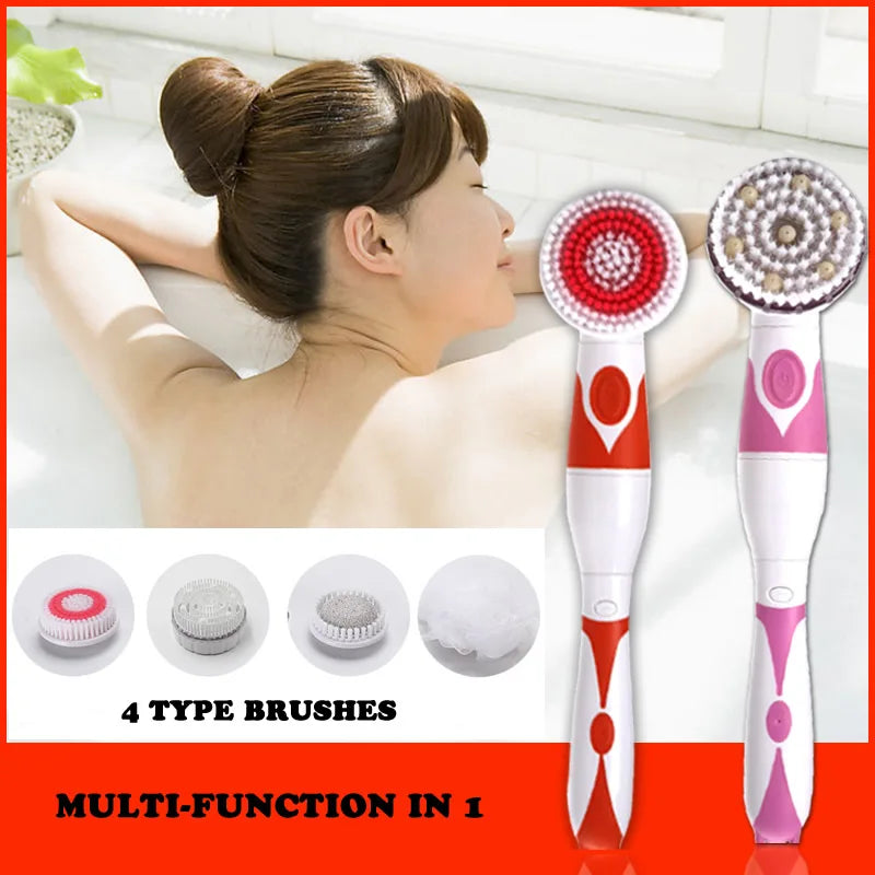 4-in-1 Long Handle Electric Bath Brush