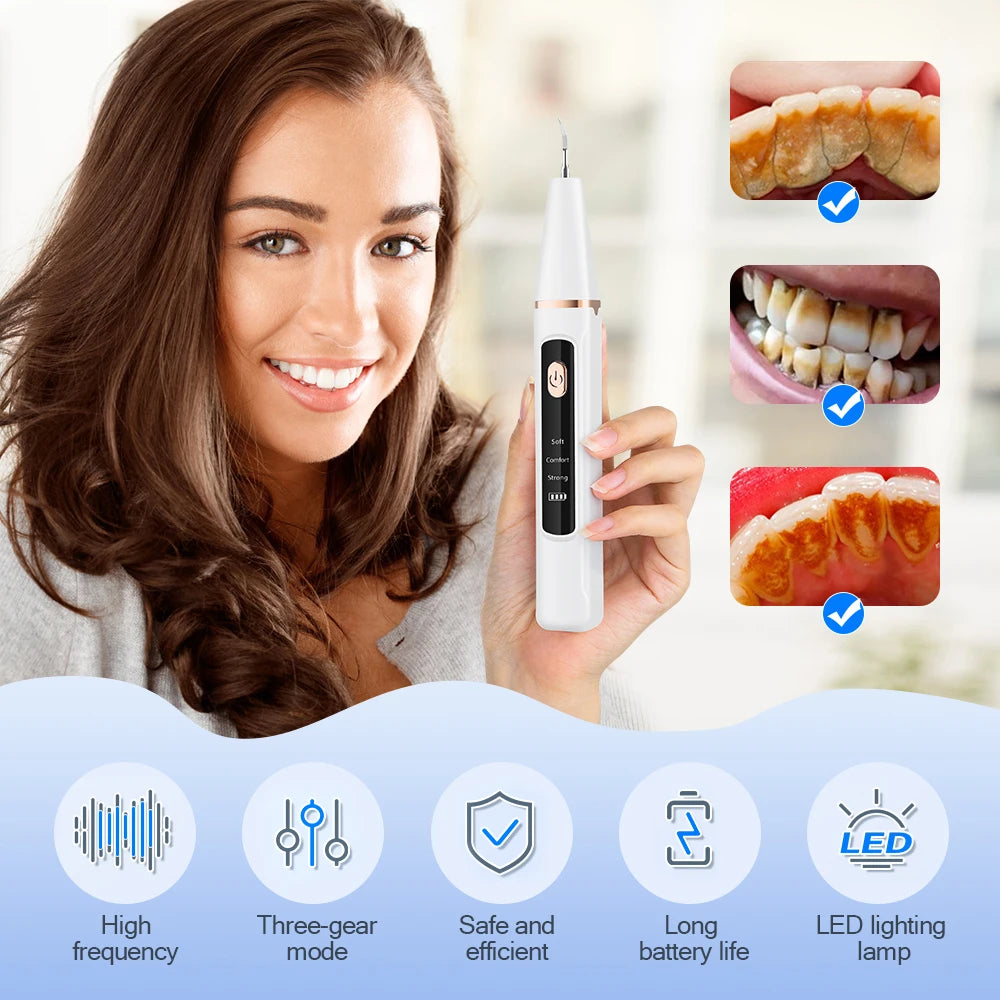 Ultrasonic dental finishing device with LED light