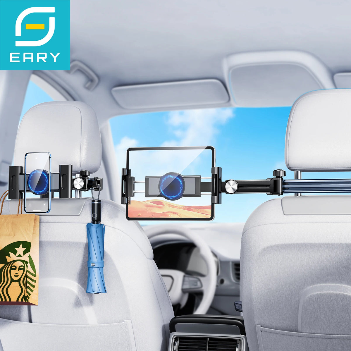 360° Rotating Car Headrest Tablet Mount