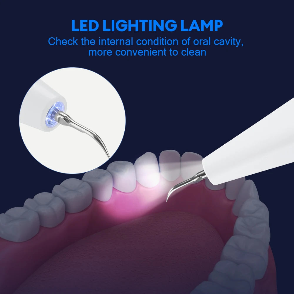 Ultrasonic dental finishing device with LED light