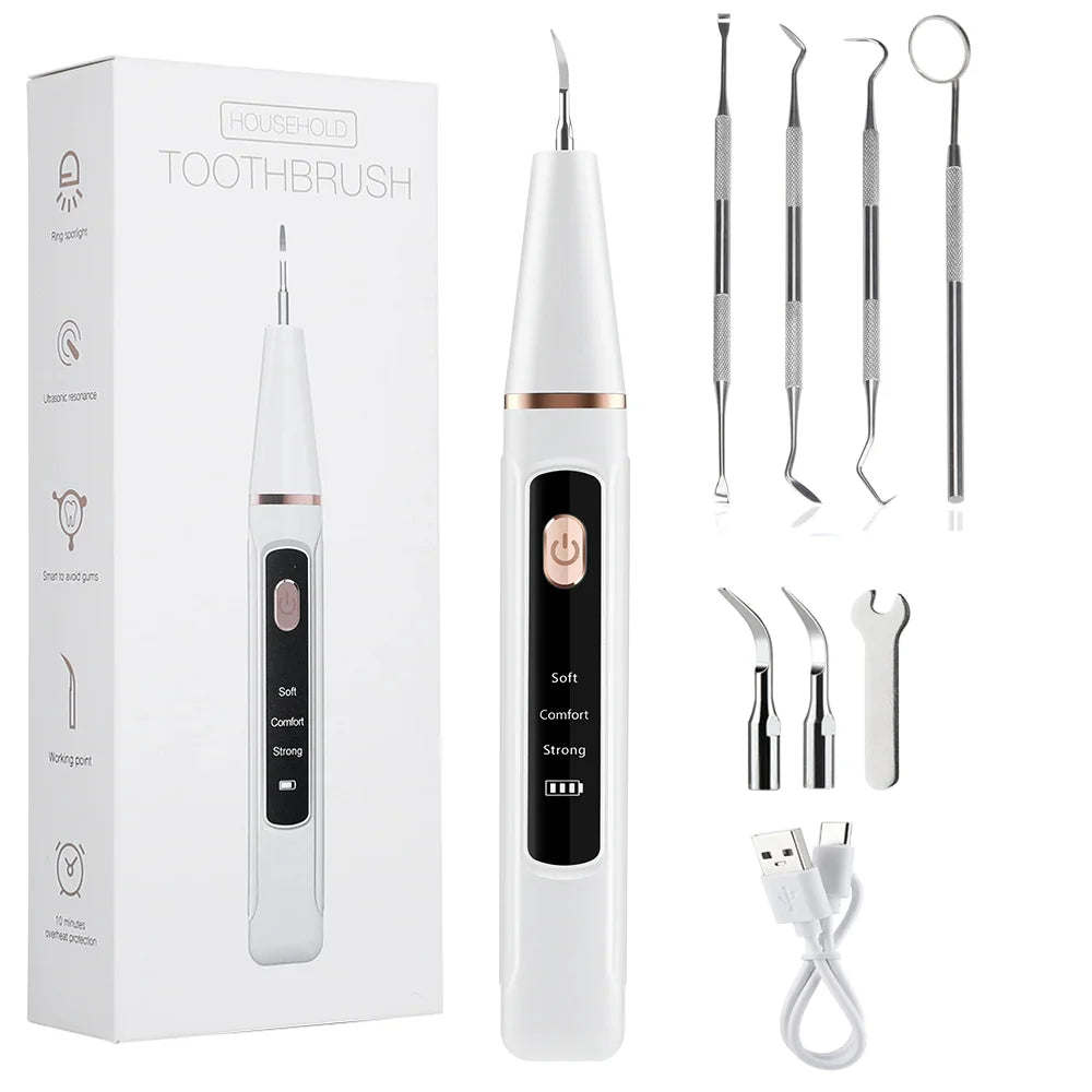 Ultrasonic dental finishing device with LED light