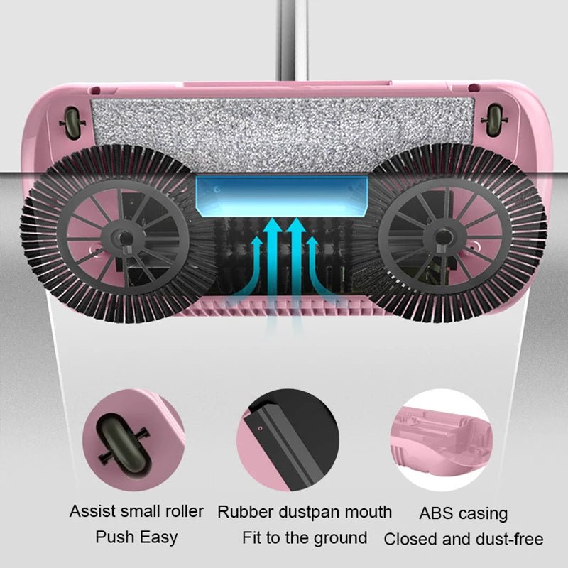 2-in-1 Push Broom & Mop Sweeper