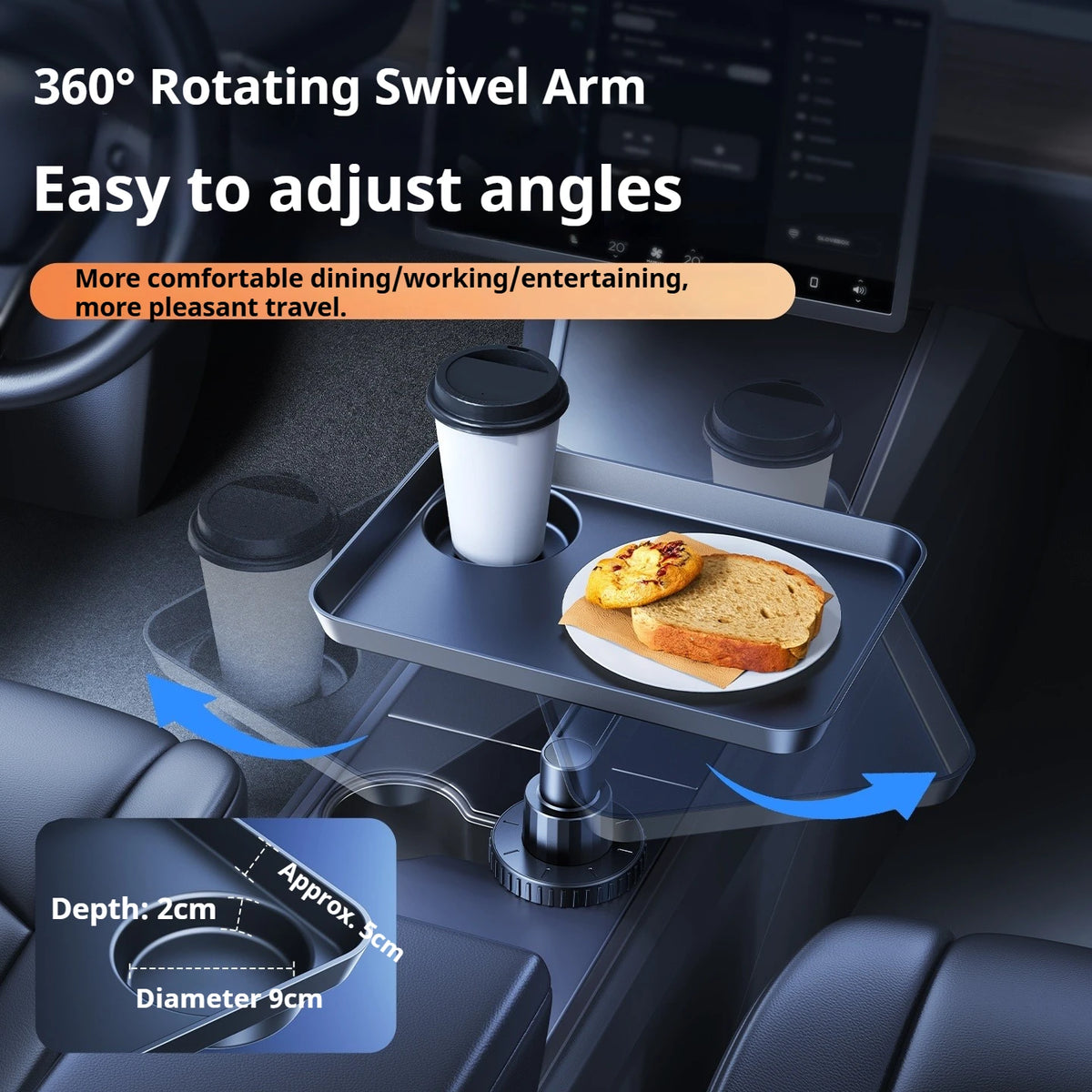 Swivel Car Cup Holder Tray Table